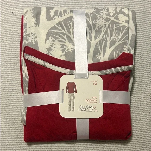 Gilligan & O’Malley Red and Gray Knit Pajama Set - Picture 1 of 2
